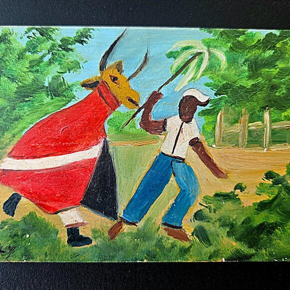 4 Small Vintage Paintings on Wood - Picture 5 of 6